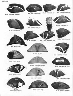 an old black and white photo of hats