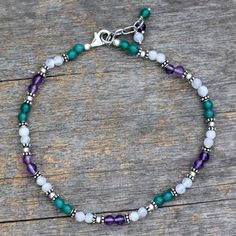 Amethyst and Rainbow Moonstone Anklet - Head Over Heels | NOVICA Ankle Bracelets Diy, Handmade Anklets, Ankle Jewelry, Beaded Anklets, Beaded Bracelets Diy, Head Over Heels, Anklet Jewelry, Bijoux Diy, Ankle Bracelets