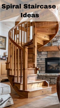 Featuring rich wooden tones, this spiral staircase brings warmth and charm to any space. The natural wood finish adds a rustic touch, making it perfect for cozy, inviting interiors. Inviting Interiors, Pipe Railing, Staircase Designs, Spiral Staircases, Staircase Handrail, Mediterranean Style Home, Staircase Ideas, Art Deco Movement, Spiral Stairs