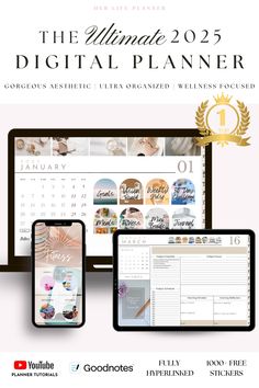 Are you ready to take your planning game to the next level? Meet the Ultimate 2025 Digital Planner! Our planner combines the best of organization and beautiful aesthetics to help you effortlessly manage your day, month, and year. This GoodNotes planner template is the perfect blend of functionality and beauty, allowing you to meal plan, track fitness goals, and so much more, all in one place. Don't miss this opportunity to elevate your planning experience. Use Code "PINTEREST15" for 15% off. Monthly Planner Template Pink, Goodnotes Planner Template, Weekly Planner Digital, Digital Planner For Goodnotes, Monthly Planner Template, Planner For Goodnotes, Family Command Center, Planner Fitness, Ipad Tutorials