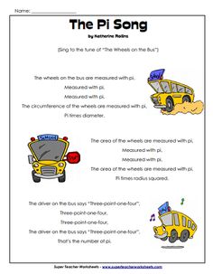 the pi song worksheet