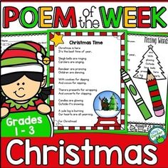 poem of the week christmas time for grade 1 - 3 with an image of a snowman