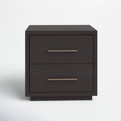 a black nightstand with two drawers on top of it, and one drawer in the middle