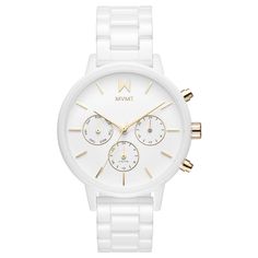 Gloss White Watch | MVMT White Watches, Mvmt Watches, Classic Jewelry Pieces, Premium Watches, Ceramic Watch, White Watch, Classic Jewelry, The Bank, Michael Kors Watch