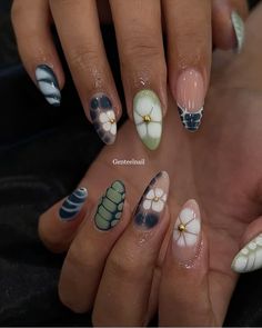 Builder Gel Inspo Nail, Nails All Different Designs, Cool Nail Designs 2024, Cool Almond Nails Designs, Simple Nail Design, Artsy Nails, My Biggest Fear, Biggest Fear, Nail Art Pictures