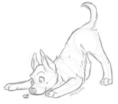 a drawing of a dog laying down on the ground