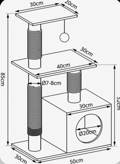 three tiered bird house with measurements for the top and bottom, side by side