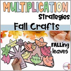 fall crafts for kids with the words multiplication on it and leaves around them