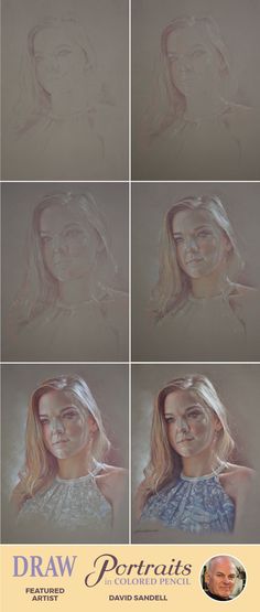 a series of photoshopped images of people's faces in different stages of drawing