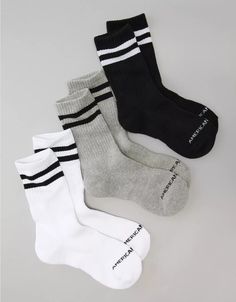 AE Striped Crew Socks 3-Pack Striped Tube Socks, Stylish Socks, Tube Socks, Crew Socks, Style Me, American Eagle Outfitters, Women's Jeans, American Eagle, Target