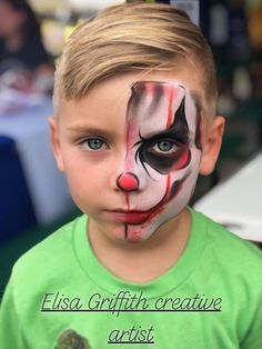 Boys Halloween Facepaint, Kids Halloween Face, Easy Clown Makeup, Face Painting Halloween Kids, Halloween Face Paint Designs, Easy Halloween Face Painting, Halloween Makeup For Kids, Clown Face Paint, Magic Inspiration