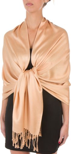 Sakkas 78" X 28" Rayon from Bamboo Soft Solid Pashmina Feel Shawl / Wrap / Stole#color_Camel Fringe Shawl, Fashion Inspiration Design, Pashmina Shawl, Pashmina Scarf, Reception Dress, Warm Scarf, Shawl Wrap, Dress And Heels, Cashmere Scarf