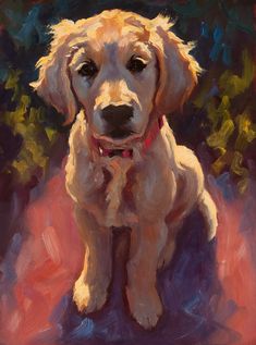 a painting of a golden retriever dog with an inspirational quote on it's side