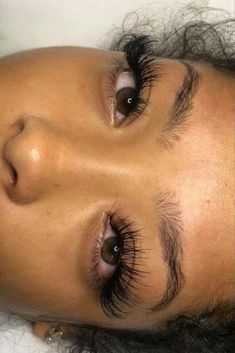 Baddie Eyelash Extensions, Wispy Russian Lash Extensions, Lash Extensions Doe Eye, Doe Eyelashes, Lashes For Doe Eyes, Brown Eyelash Extensions, Lash Ideas