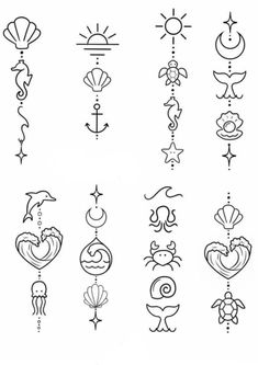 the different tattoo designs on this page are drawn in black ink and have been used to create