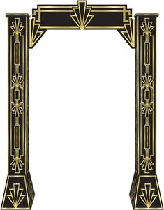 an art deco style gold and black frame