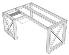 a drawing of a desk with the top section cut out