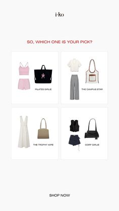 an image of a website page with different items on the front and back pages, including handbags