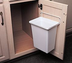 Kitchen Garbage Can, Kitchen Garbage, Inside Cabinets, Kitchen Trash Cans, Kitchen Cabinet Organization, White Doors, Under Sink, Trash Bins