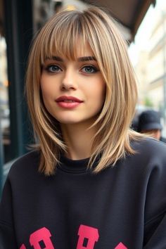 Layered Bob With Fringe Bangs, Long Bob With Bangs Hairstyles, Straight Hair Bob With Bangs, Shoulder Length Hair Side Bangs, Shoulder Bob With Bangs, Short Bob Hair With Bangs, Layers For Medium Length Hair With Bangs, Hair Styles With Glasses, Short Haircut Bangs