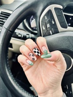 Shop our Influencers' top picks on Amazon Fall Nails Checkered Design, Halloween Checkered Nails, Trendy Fall Nails Checkered, Gel Nail Designs Checkered, Gel X Nails At Home, Teacher Nail Art, Amber Nails, Teacher Nails