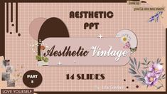 an advert for aesthetic vintage with flowers and butterflies on it's back side