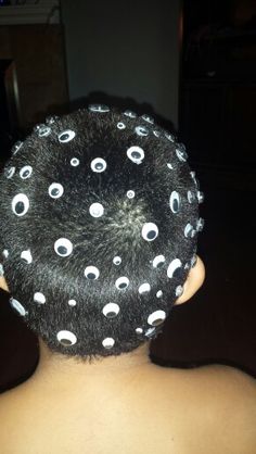 Crazy hair Day....hair net, glue gun, google eyes...I used with a rubber ball for mannequin so if glue got stuck I can pop off Crazy Hair Boys, Hairstyles For School Boy, Short Hair For Kids