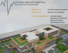 an architectural model of a hospital with green roof