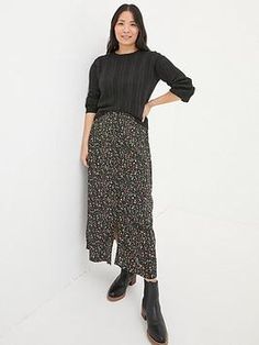 Fatface arabella ditsy marks skirt - black material content: viscose washing instructions: machine washable Bodycon Midi Skirt, Slip Skirt, Black Midi Skirt, Denim Midi Skirt, Fat Face, Women Maxi, Ribbed Knit Sweater, On Repeat, Bottom Clothes