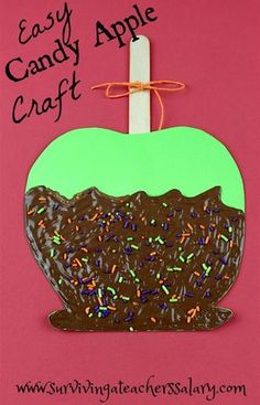 an easy candy apple craft for kids with chocolate frosting and sprinkles