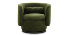 a large green chair with a round foot rest on it's back and arms