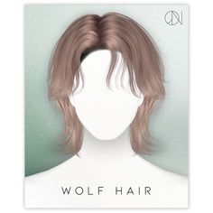 an image of a woman's head with the words wolf hair in front of it