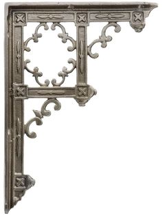 an ornate metal shelf bracket on a white background