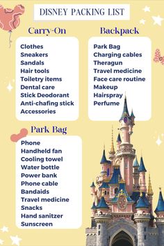 the disneyland packing list for disney world