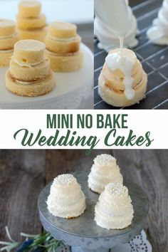 mini no bake wedding cakes with white frosting