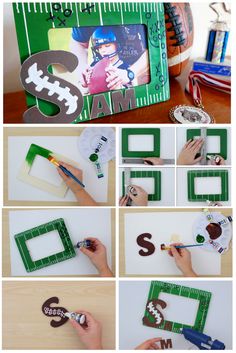 the steps to make a football photo frame