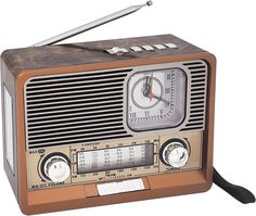 an old fashioned radio is shown on a white background