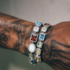 Motley Gemstone Bracelet - Silver Mens Accessories Vintage, Masculine Jewelry, Dope Jewelry Accessories, Streetwear Jewelry, Weird Jewelry, Urban Jewelry, Mens Rings Fashion, Wrist Jewelry, Dope Jewelry