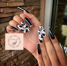 Please read full description below. We offer handmade press on nails made with quality gel. Our sets are reusable if removed properly with no damage to natural nails. With nail glue our sets can last from 1-3 weeks at a time, or by using adhesive tabs they can last up to a week. Sets come with 10 nails (your exact sizes), or a full set (2 of each size of nail to ensure a perfect fit if you are unsure of your nail sizes) All sets are customizable so please let us know if you would like a slight c White Cow Nails, Country Acrylic Nails, Cowboy Nails, Country Nails, Black And White Cow, Cow Nails, Nail Prep, White Cow