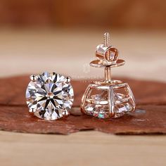 diamond wedding earrings Timeless Earrings, Moissanite Vs Diamond, Round Diamond Earrings, Diamond Solitaire Earrings, Diamond City, Colored Diamond Rings, Antique Diamond Rings, Solitaire Earrings, Diamond Gift