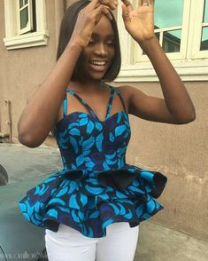 Ankara Blouses, Idda Van Munster, African Tops, African Print Tops, African Print Clothing, Short African Dresses, Best African Dresses, African Fashion Skirts, African Print Dress Designs