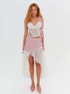 Francine Midi Skirt — Pink 2 Piece Outfit Set Skirts, Cute Flowy Skirts, Asymmetrical Ruffled Skirt, Layered Skirts, Picnic Skirt, Dream Skirt, Skirt Set Two Piece, Matching Skirt Set, Long Flowy Skirt