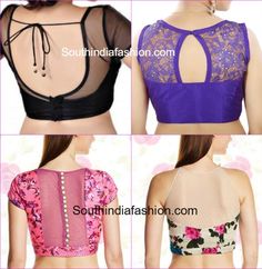 Blouse With Net Sleeves, Net Sleeves, Designs Blouse, Boat Neck Blouse Design