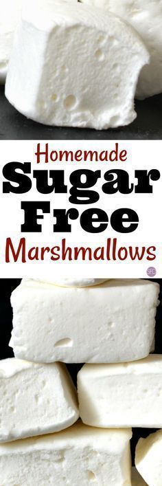 homemade sugar free marshmallows stacked on top of each other with text overlay