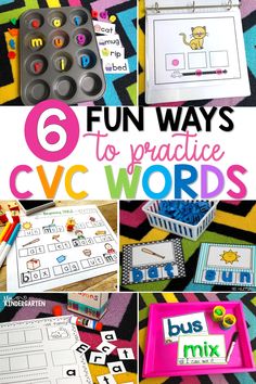 the 6 fun ways to practice cvc words with pictures and texting on them