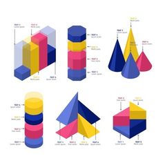 the different shapes and sizes of colorful objects are shown in this graphic art workbook