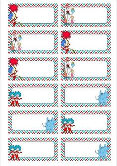 dr seuss and the cat in the hat name tags