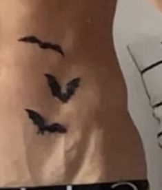 a woman's stomach with black birds on it and the words girls written in white