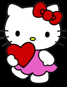 a hello kitty holding a heart in her hands