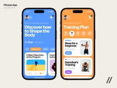 two iphones with the same app on them, one showing how to shape the body